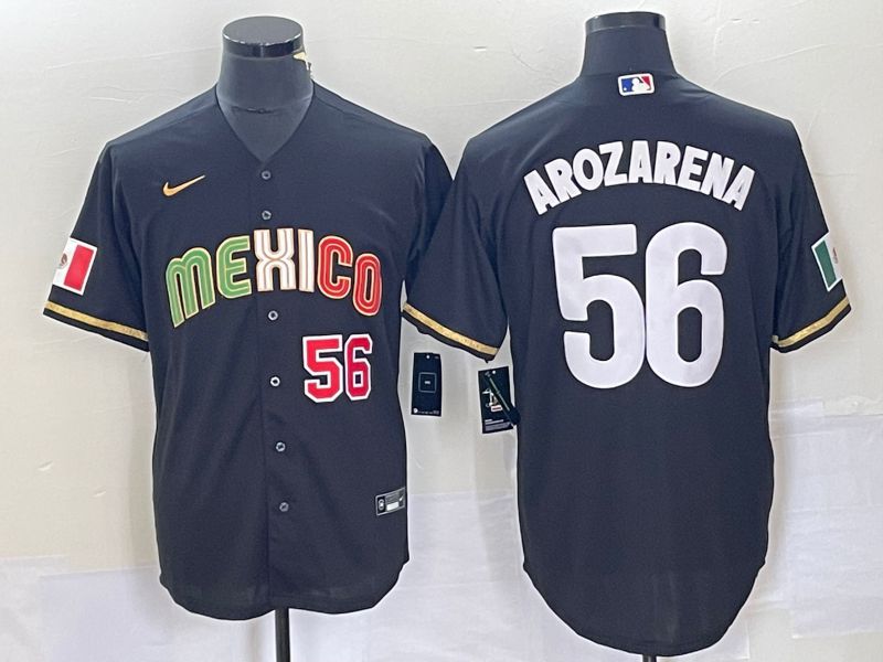 Men 2023 World Cub Mexico 56 Arozarena Black Nike MLB Jersey2